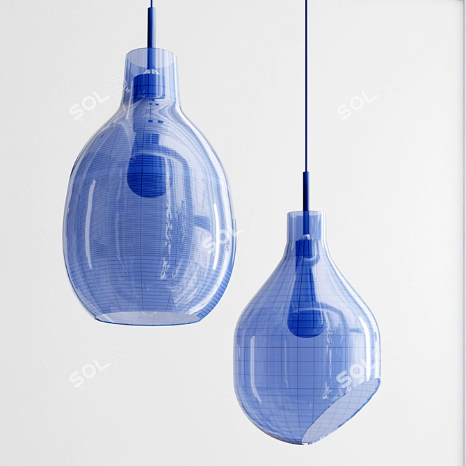 Lovisa: Stylish Glass and Metal Pendant Lamp 3D model image 3