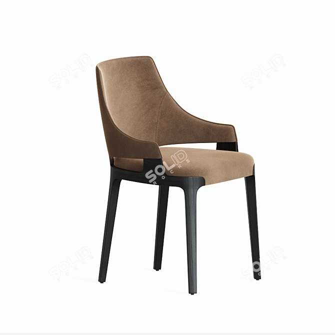 Velvet and Metal Velis Chair 3D model image 2