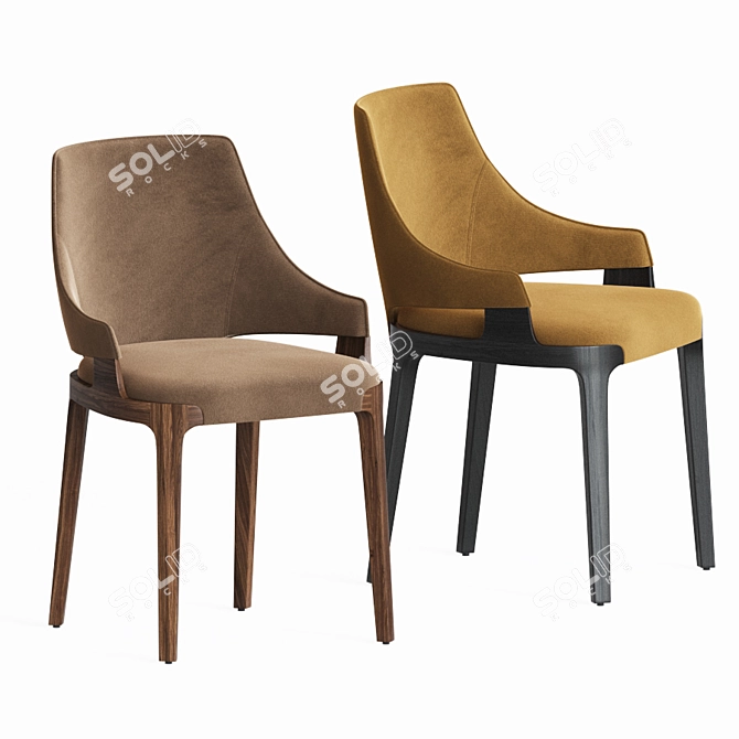 Velvet and Metal Velis Chair 3D model image 3