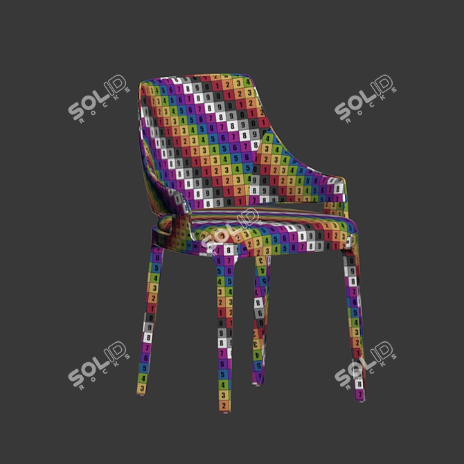 Velvet and Metal Velis Chair 3D model image 5