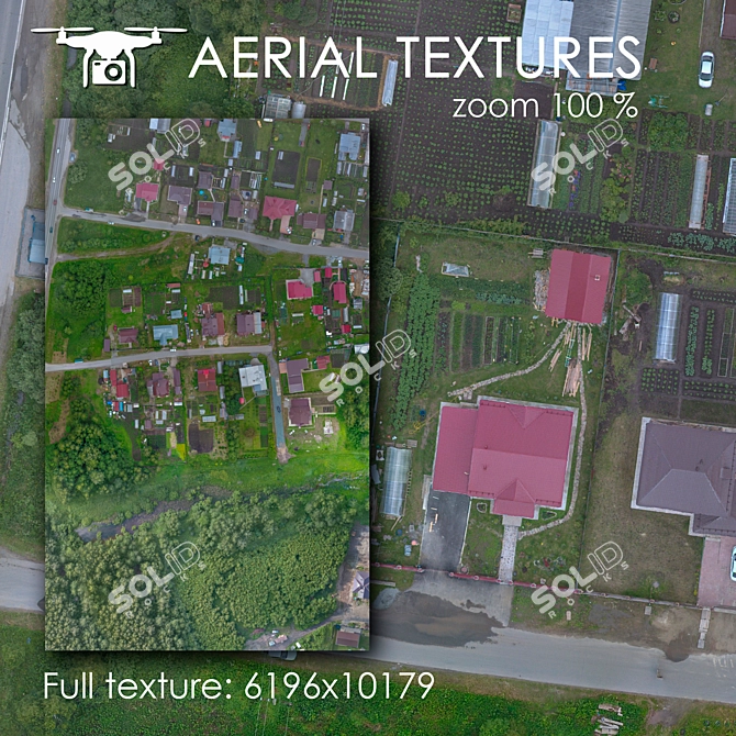 Cottage Haven: Aerial Landscape Texture 3D model image 1