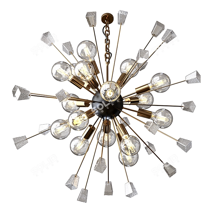 Vintage Brass Sputnik Pendant 3D model image 2