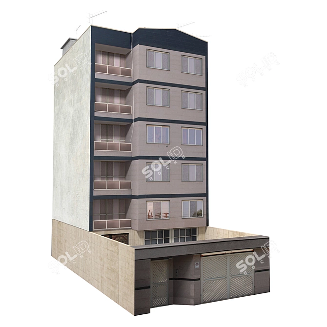 Realistic Low Poly Building Model 3D model image 1