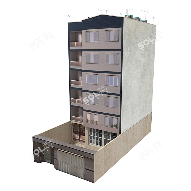 Realistic Low Poly Building Model 3D model image 2