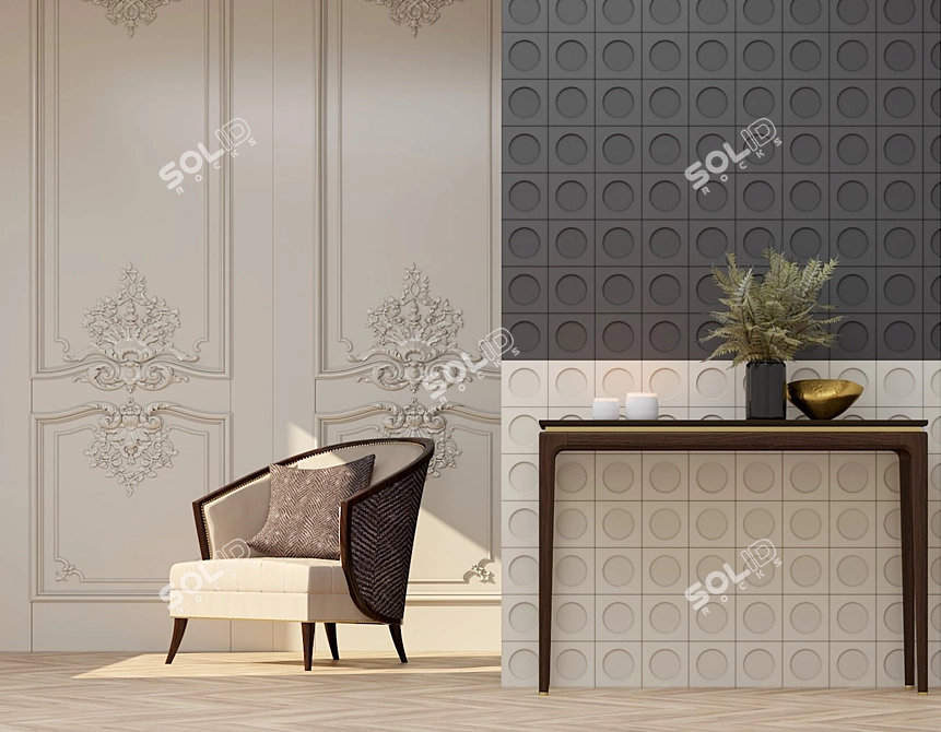 ASHOME 3D Wall Tiles - Customizable Finishes 3D model image 1