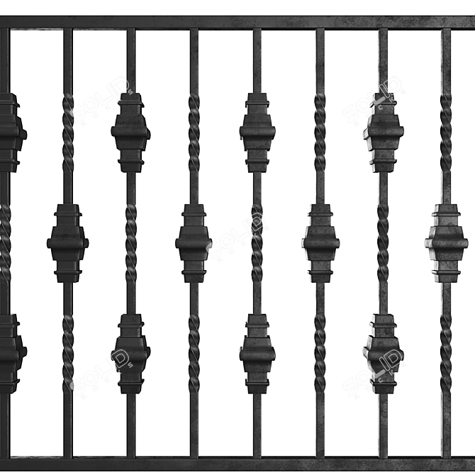Elegant Wrought Iron Fence Bundle 3D model image 3