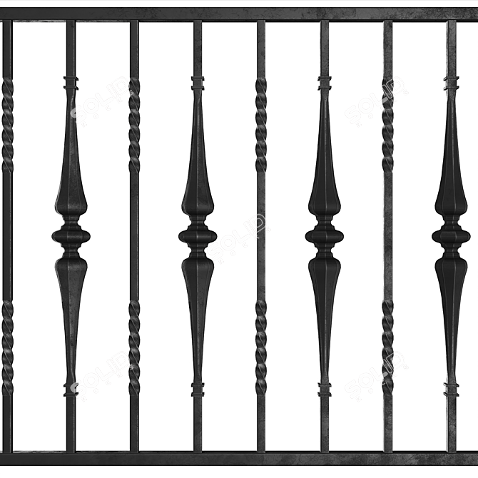 Elegant Wrought Iron Fence Bundle 3D model image 4