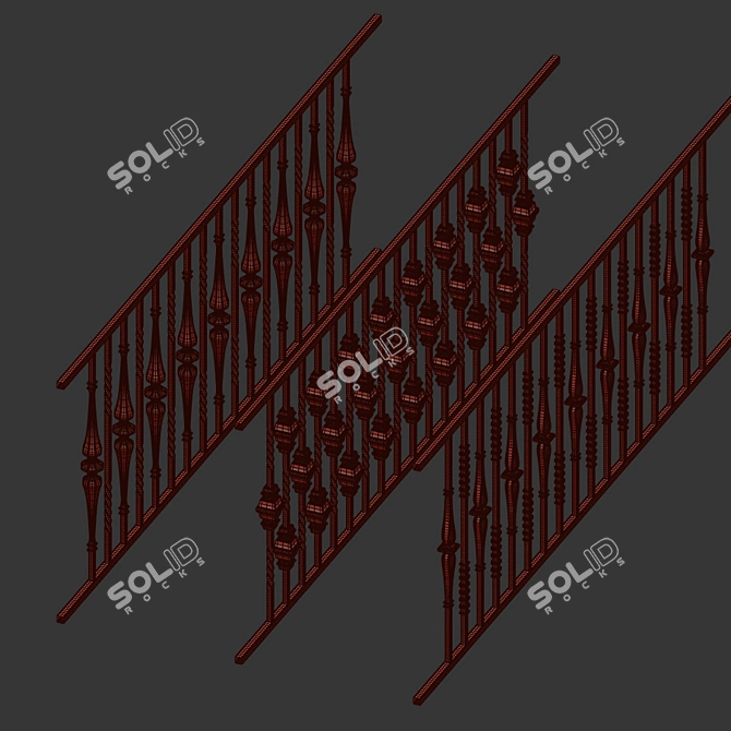 Elegant Wrought Iron Fence Bundle 3D model image 5