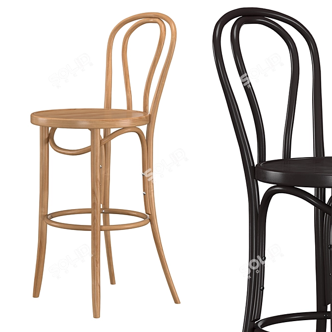 Elegant Bentwood Bar Stool 3D model image 4