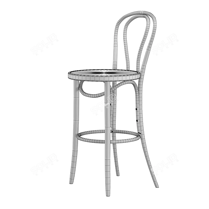 Elegant Bentwood Bar Stool 3D model image 5