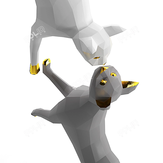 Low Poly Cats Sculpture - Elegant Interior Decor 3D model image 4