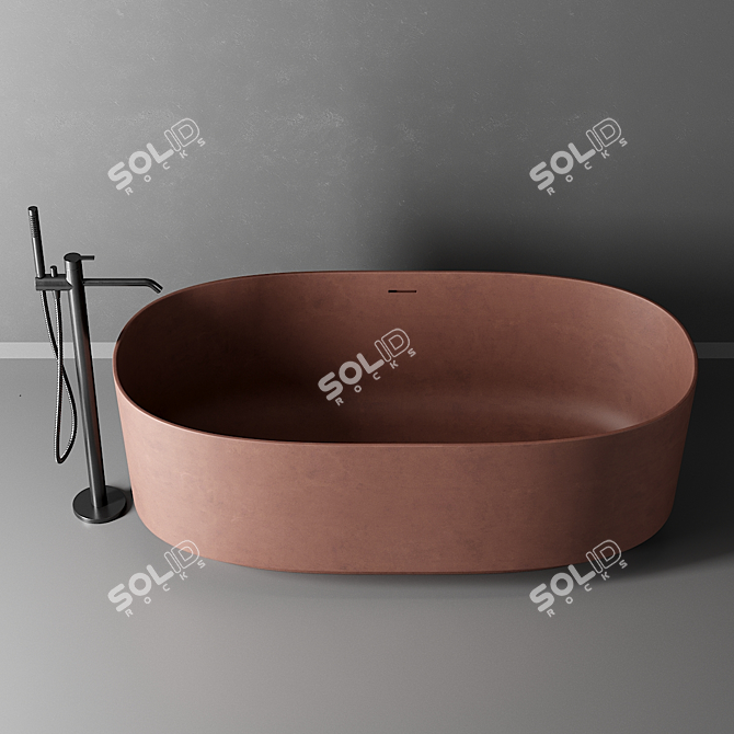 Inbani Arc: Freestanding Solid Cement Bathtub 3D model image 3