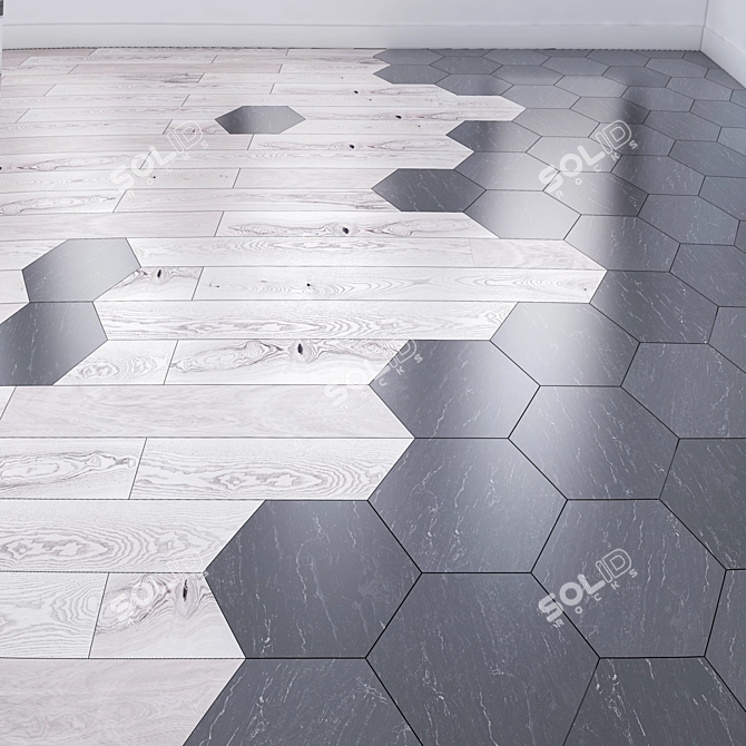 Modern Parquet Tile: Contemporary Fusion 3D model image 1