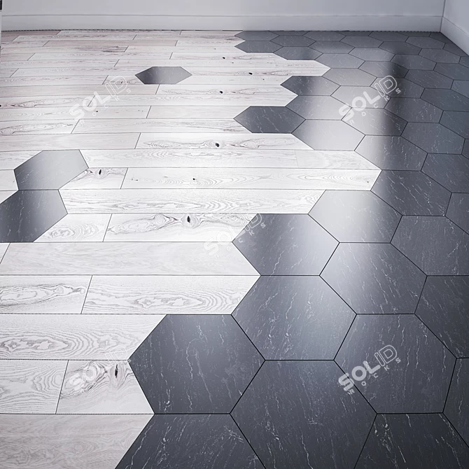 Modern Parquet Tile: Contemporary Fusion 3D model image 3