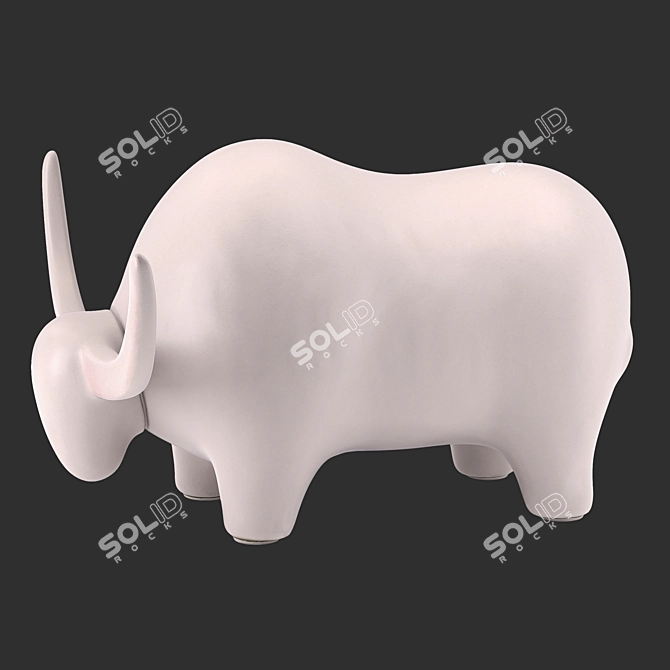 Title: Sleek White Bull Sculpture 3D model image 2