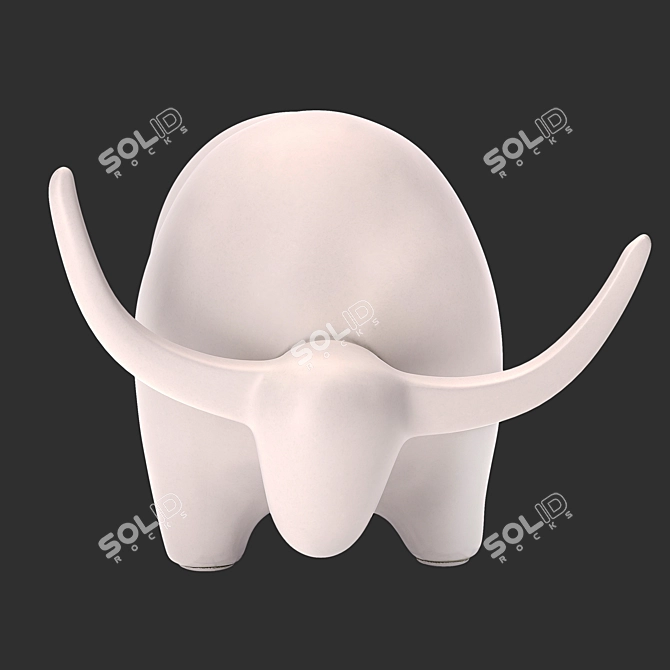 Title: Sleek White Bull Sculpture 3D model image 4