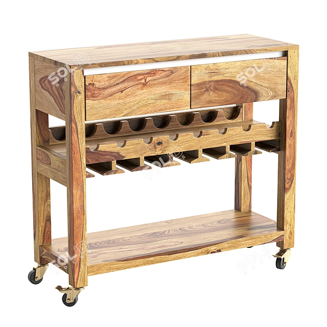 Kingston Brown Wine Server: Small, 2-Drawer Treasure 3D model image 1