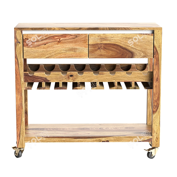 Kingston Brown Wine Server: Small, 2-Drawer Treasure 3D model image 2