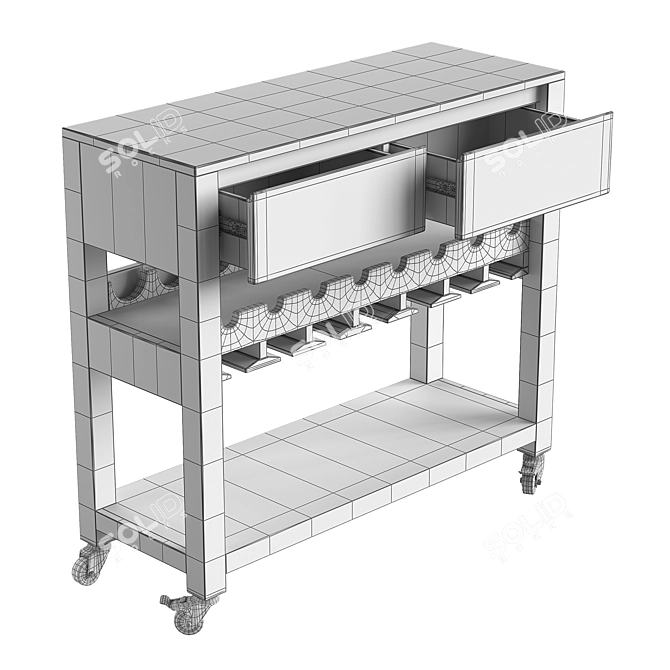 Kingston Brown Wine Server: Small, 2-Drawer Treasure 3D model image 4