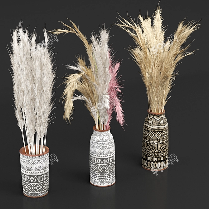 Pampas Bliss - Dried Plant Set 3D model image 1