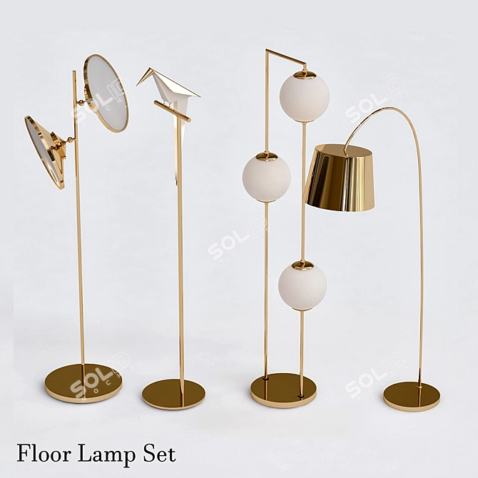 Sleek Floor Lamp Set 3D model image 2