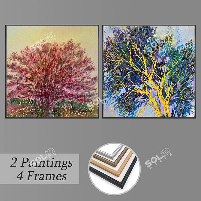 Modern Wall Art Set with Multiple Frame Options 3D model image 1