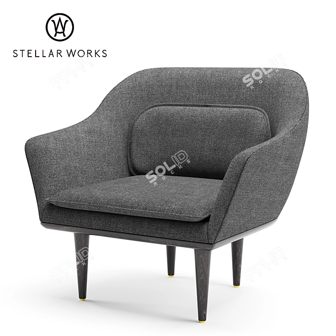 Sleek Lunar Lounge Armchair 3D model image 1