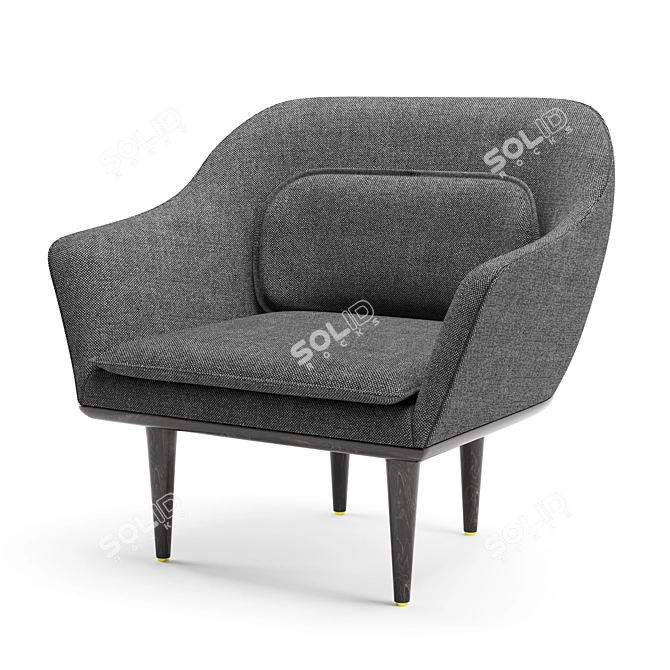 Sleek Lunar Lounge Armchair 3D model image 5