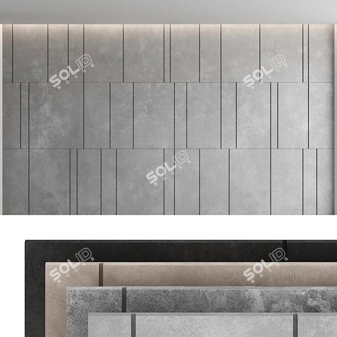 Decorative Concrete Wall Panel Set 3D model image 1