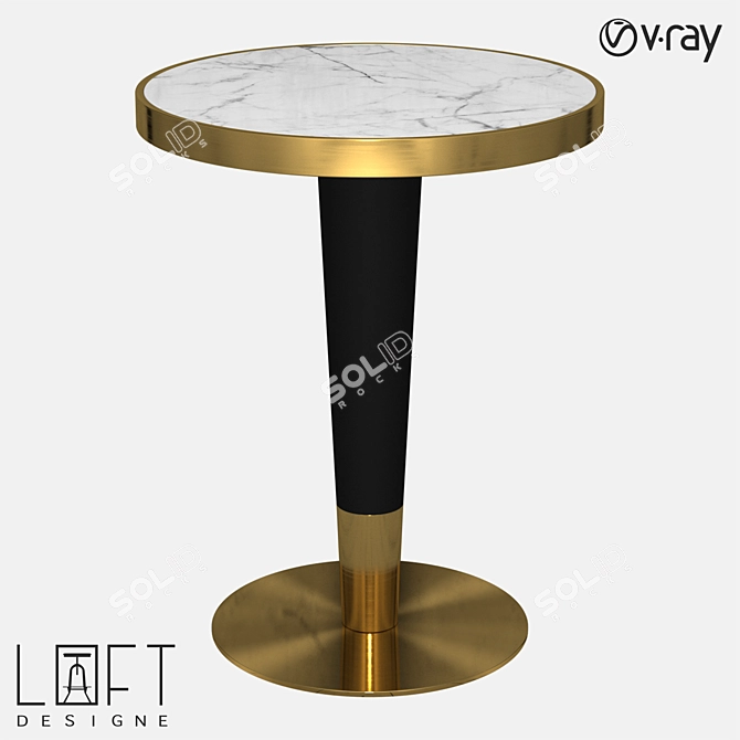 Modern Loft Wood and Metal Table 3D model image 1