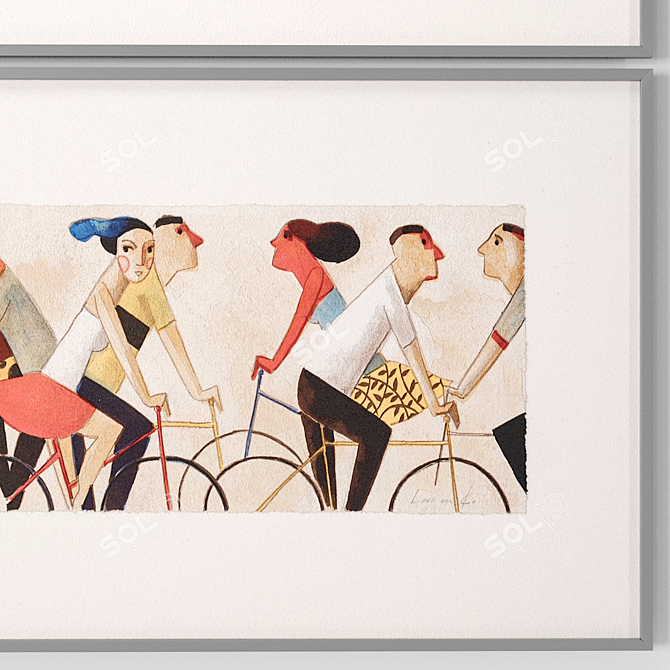 Colorful Bicyclist Art Frames 3D model image 3