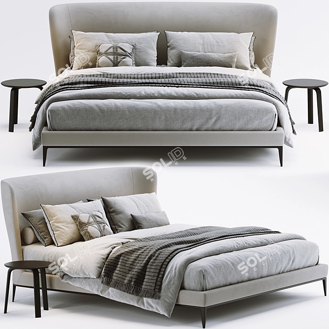 Poliform Gentleman Bed: Stylish Luxury Sleep 3D model image 1