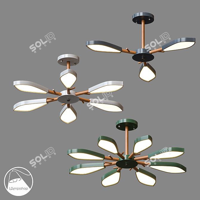 Nordic Tunes C Chandelier: Sleek Elegance & Eye-catching Style 3D model image 1