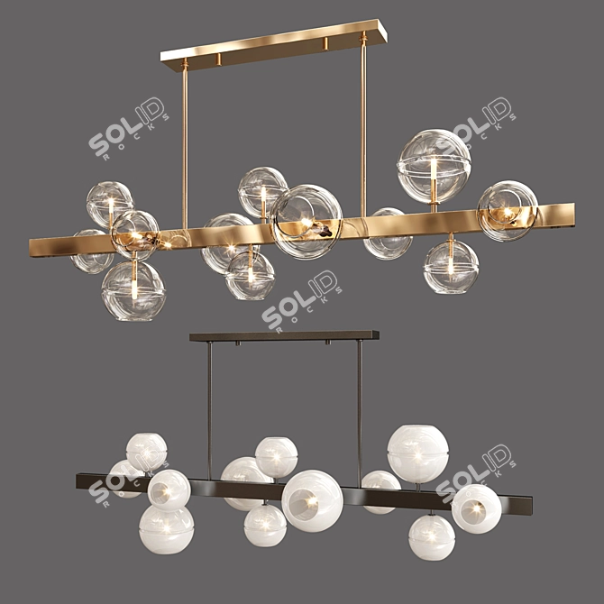 Contemporary Metal & Glass Chandelier 3D model image 1