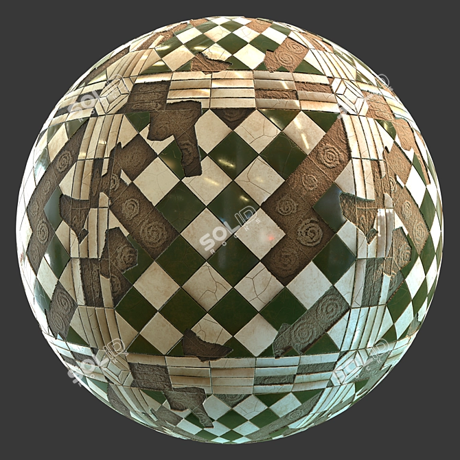 Vintage Floor Tile Textures - 4 Patterns 3D model image 3