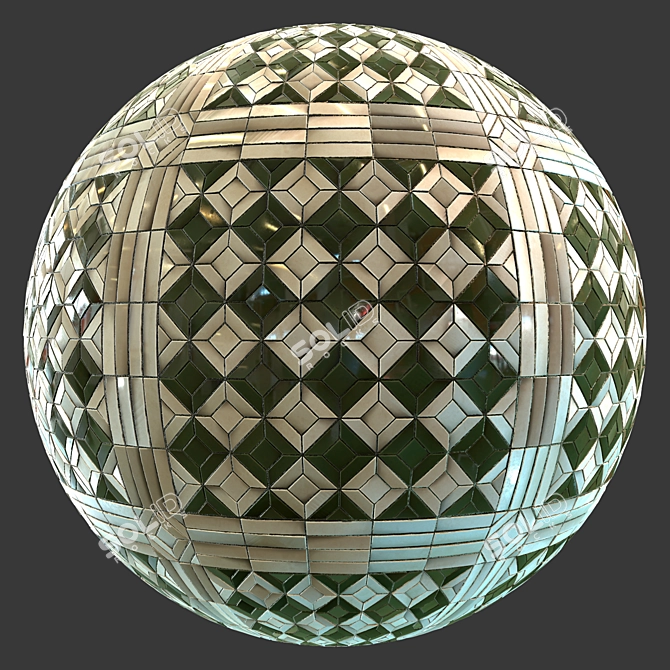 Vintage Floor Tile Textures - 4 Patterns 3D model image 4