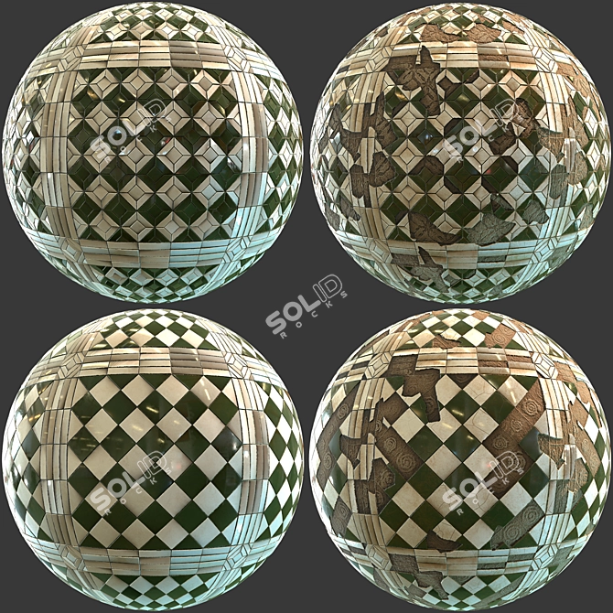 Vintage Floor Tile Textures - 4 Patterns 3D model image 5