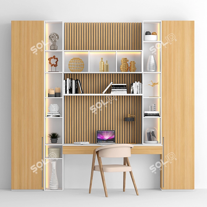 Compact Office Desk Set 3D model image 1