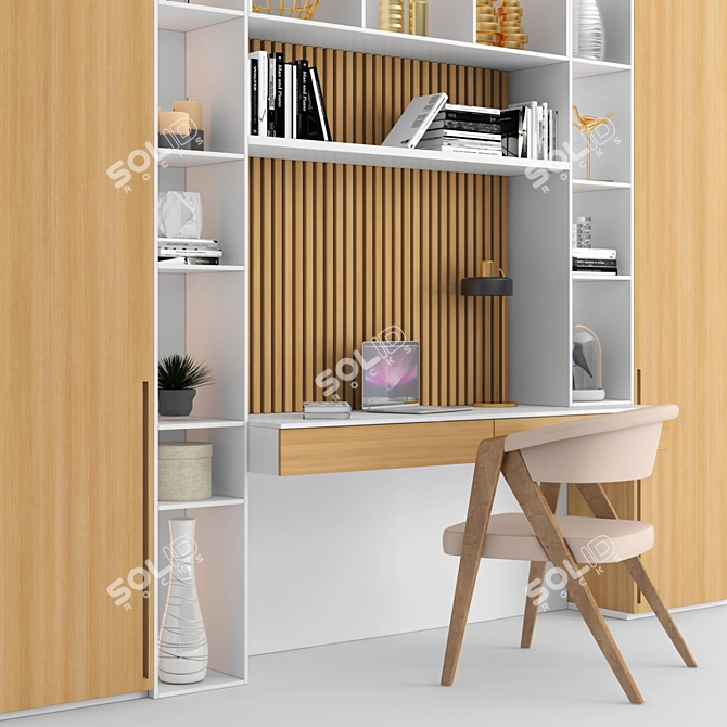 Compact Office Desk Set 3D model image 2