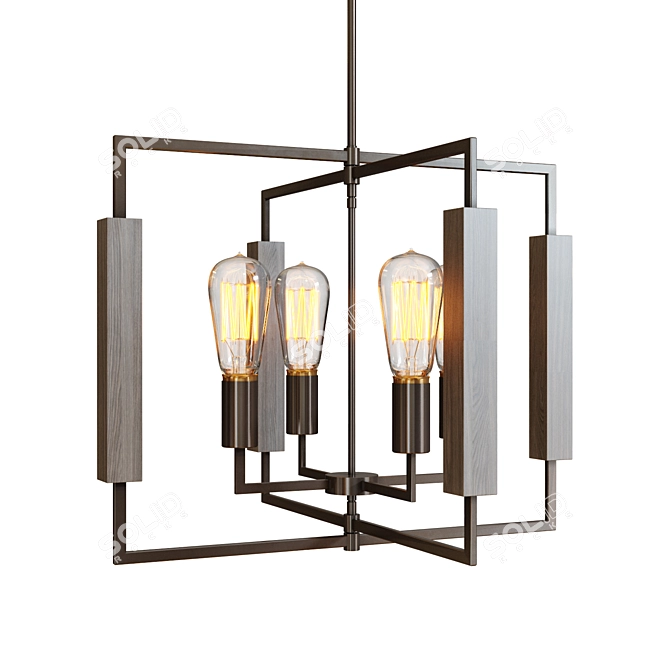 Sleek Steel Zinger Chandelier 3D model image 1