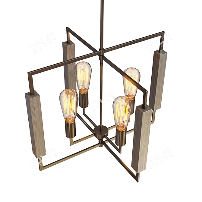 Sleek Steel Zinger Chandelier 3D model image 2