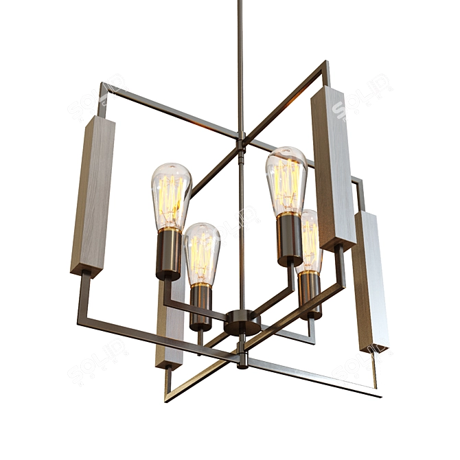 Sleek Steel Zinger Chandelier 3D model image 3