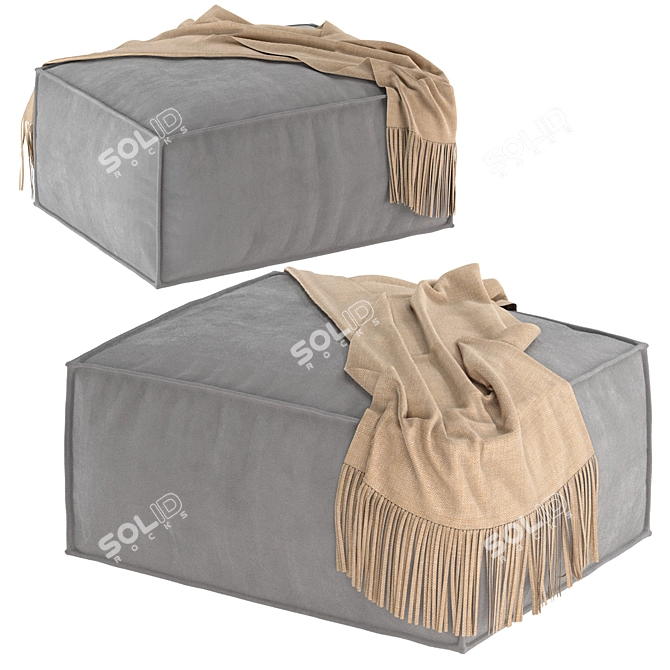 Modern Gray Pouf: Stylish Home Decor 3D model image 2