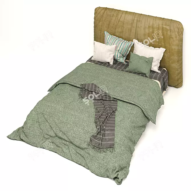 Modern Linen Bed Set 3D model image 3