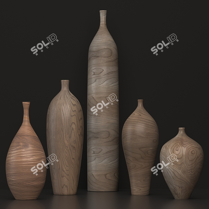 Rustic Wood Home Decor Set 3D model image 5