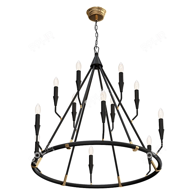 Golden Glow Chandelier 3D model image 1