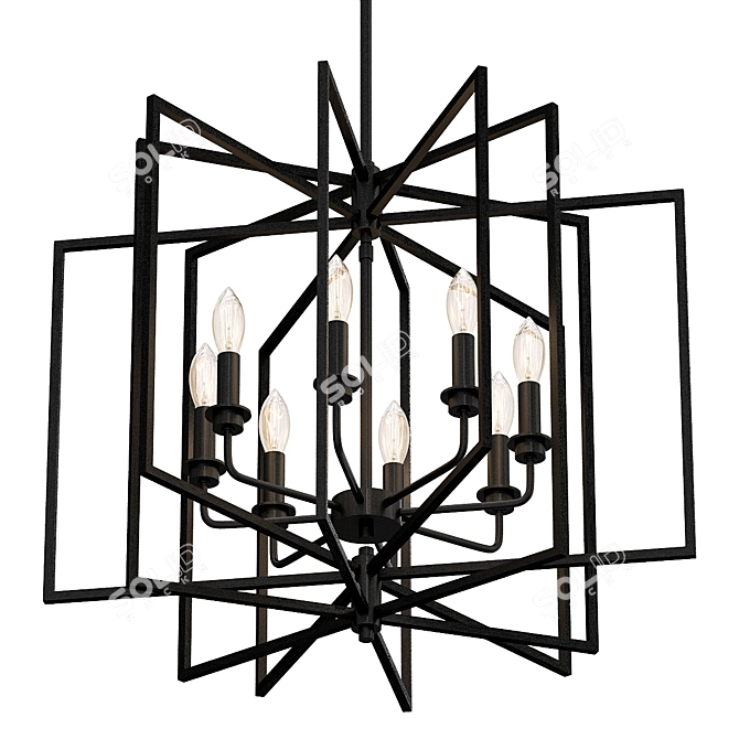 Elegant Black Abner Chandelier 3D model image 1
