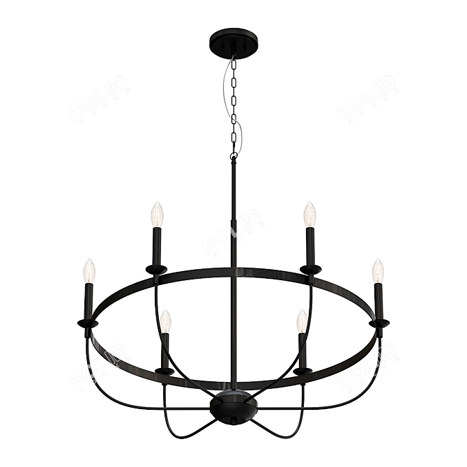 Sleek Noir Cage Pendant - 6 Light 3D model image 1