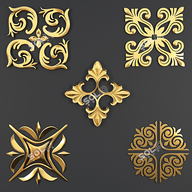 Stylish Trim Ornaments Set 3D model image 1