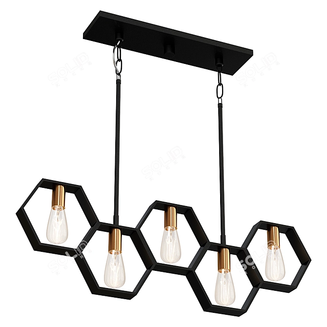 HexaLight Linear Chandelier 3D model image 1